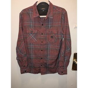 Roark Revival Nordsman Light Long Sleeve Flannel Maroon Small